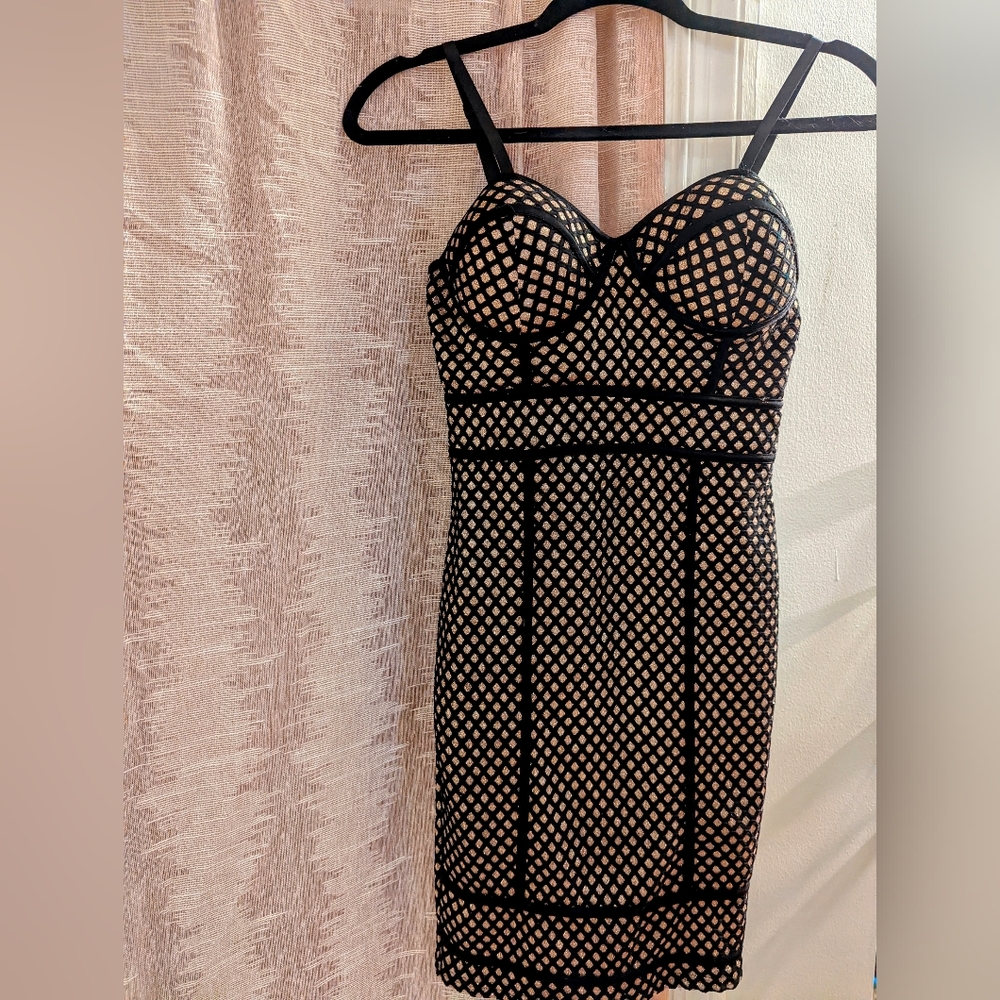 Haute Monde Black & Gold Shimmer Mini Dress
